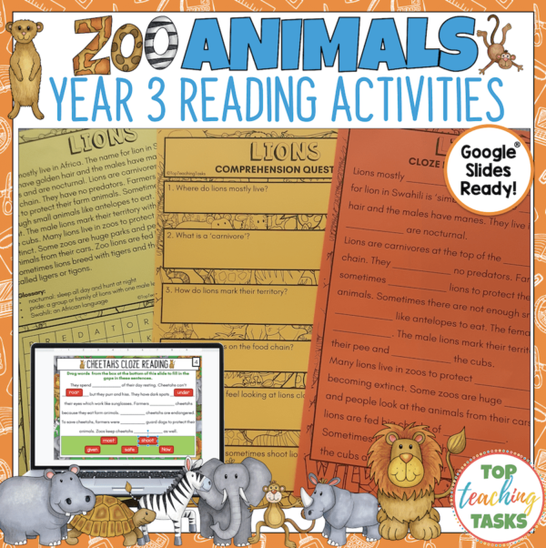 Zoo Animals Reading Activities for Year 3