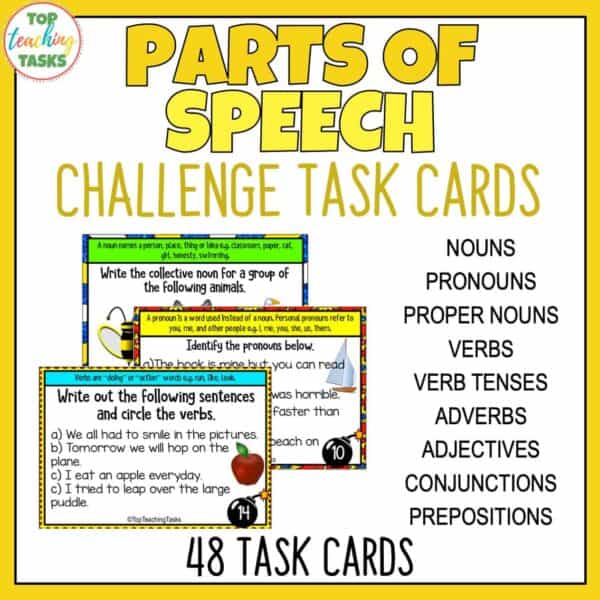 Parts of Speech Challenge Task Cards
