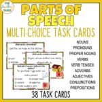 Parts of Speech Task Cards Multi Choice