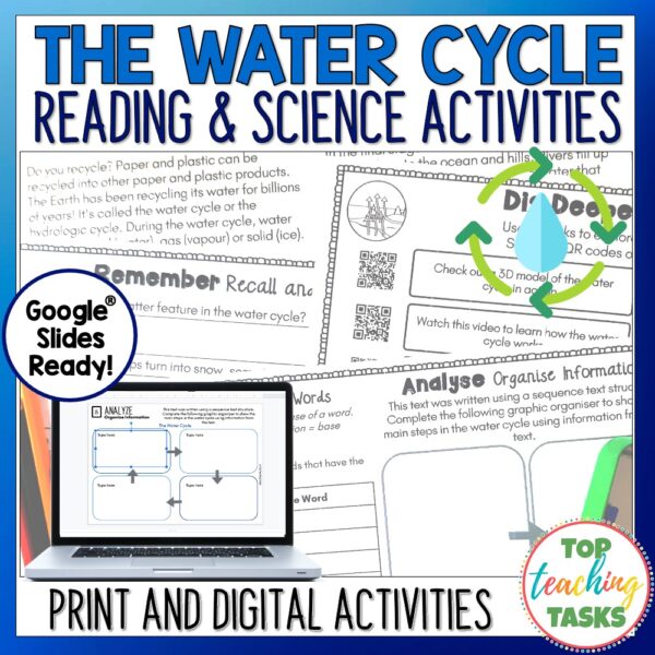 The Water Cycle Reading Comprehension and Science Passages and Activities