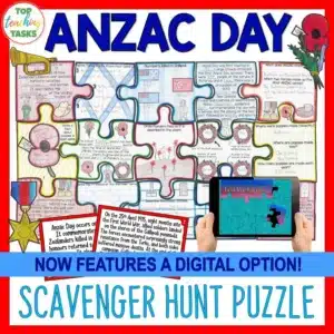 Anzac Day Scavenger Hunt Reading Puzzle