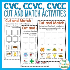 CVC, CCVC and CVCC Cut and Match Activity