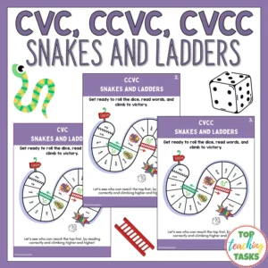 CVC, CCVC and CVCC Snakes and Ladders Game