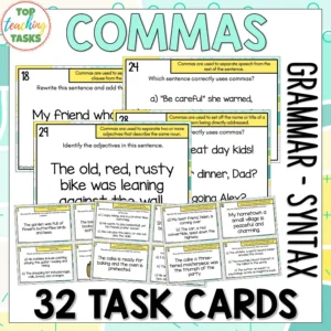 Commas Task Cards - Commas Punctuation Activities