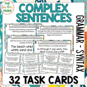 Complex Sentences Task Cards - Sentence Structure Activities