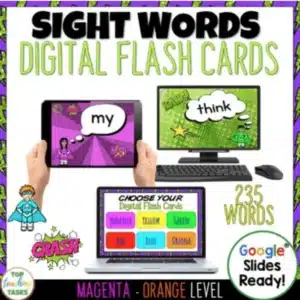 Digital Sight Words Flash Cards Magenta-Orange