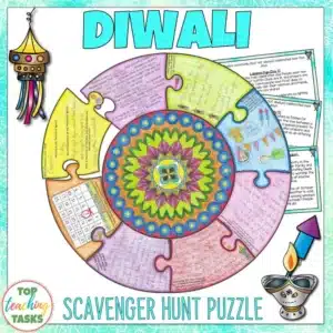 Diwali Reading Scavenger Hunt Puzzle Poster