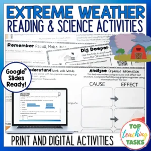 Extreme Weather Reading Comprehension and Science Passages and Activities