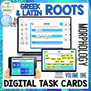 Greek and Latin Root Word Digital Task Card Activities - Morphology Activities