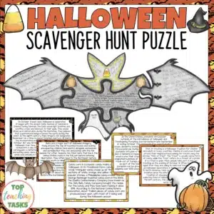 Halloween Reading Comprehension Puzzle Activity - Bats