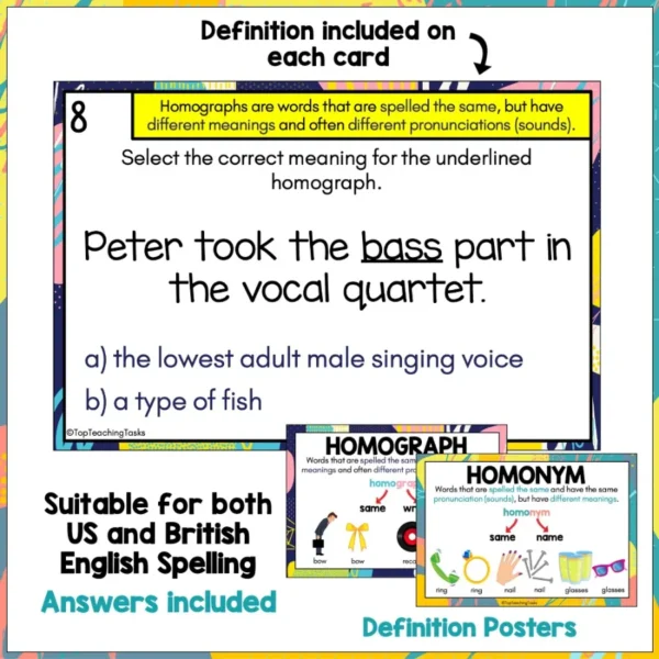 Homograph-and-Homonym-Task-Cards-b Homograph-and-Homonym-Task-Cards-b