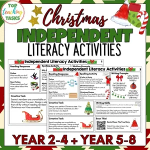 Christmas Independent Literacy Activities Year 3-4 and Year 5-8