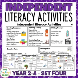 Independent Literacy Activities Year 2-4 Set Four