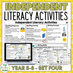Independent Literacy Activities Year 5-8 Set Four