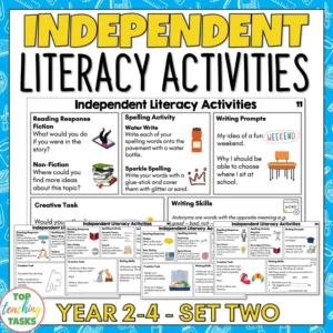 Independent Literacy Activities Year 2-4 Set Two