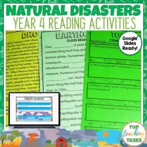 Natural Disasters Reading Comprehension Activities for Year 4