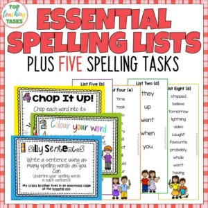 New Zealand Essential Spelling List Revision Cards PLUS Five Activities