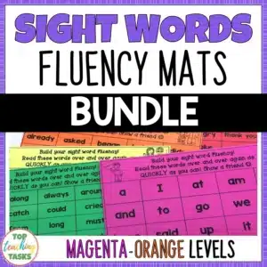 Sight Words Fluency Mats Magenta to Orange Levels