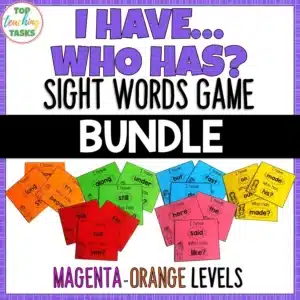 Sight Words I have, Who Has Game - Magenta to Orange Levels