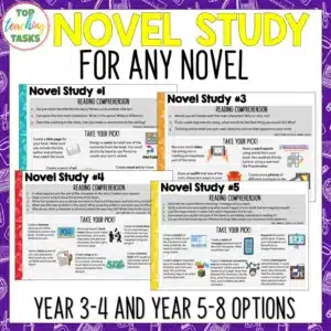 Novel Study Activities for Any Novel - Year 3-4 and Year 5-8
