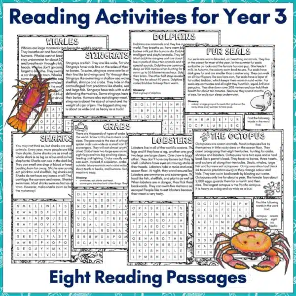 Ocean-Creatures-Reading-Comprehension-Activities Ocean-Creatures-Reading-Comprehension-Activities
