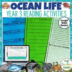Ocean Creatures Reading Comprehension Activities for Year 3