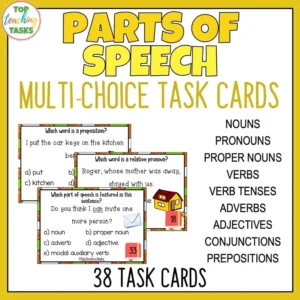 Parts of Speech Grammar Multi-Choice Task Cards