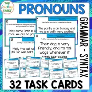 Pronouns Task Cards - Grammar, Syntax Activities