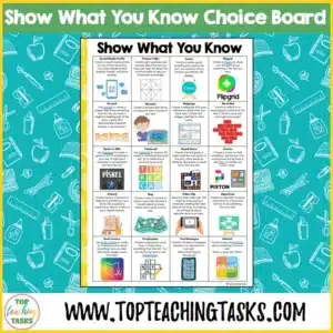 Show What You Know Choice Board
