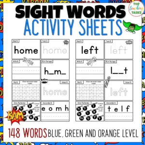 Sight Words Activity Worksheets Volume Two - Blue - Green