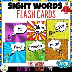 New Zealand Sight Words Flash Cards Magenta to Orange Levels