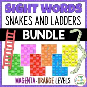 Sight Words Snakes and Ladders Magenta to Orange Levels