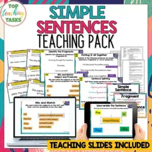 Simple Sentences, Fragments and Run-on Sentences Print and Digital Teaching Pack