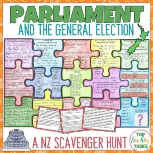 New Zealand Parliament and the General Election Scavenger Hunt Puzzle Poster