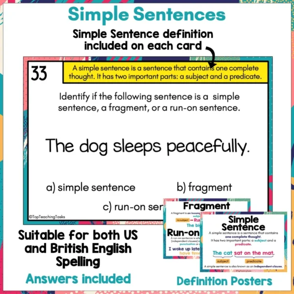Simple sentences Simple sentences