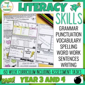 Literacy Skills Activities - Grammar Punctuation Spelling Vocabulary Year 3 and 4