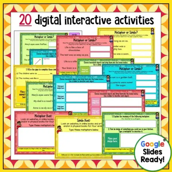 Similes and Metaphors Digital Activities Similes and Metaphors Digital Activities