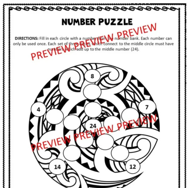 Back to School Number Puzzle Back to School Number Puzzle