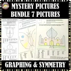 Mystery Pictures, Graphing and Symmetry Maths - 7 Pictures