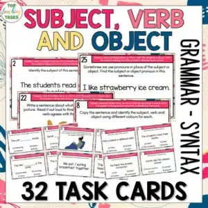 Subject, Verb and Object Task Cards - Grammar Activities