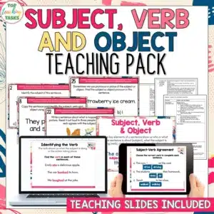 Subject, Verb and Object Teaching Pack - Grammar Print and Digital Activities