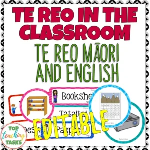 Te Reo in the Classroom Multi-purpose Te Reo and English Cards EDITABLE