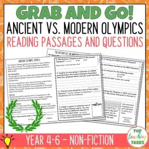 The Ancient Olympics Reading Comprehension Passages and Questions - Year 4, 5 and 6