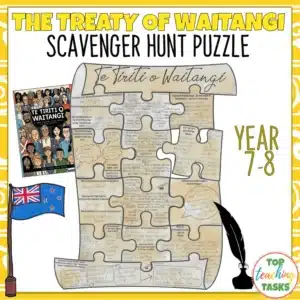 The Treaty Of Waitangi Reading Comprehension Scavenger Hunt Puzzle Year 7-8