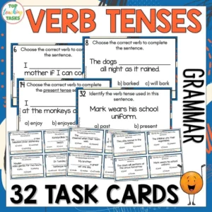 Verb Tense Task Cards - Simple Past, Present, Future Tense Task Cards
