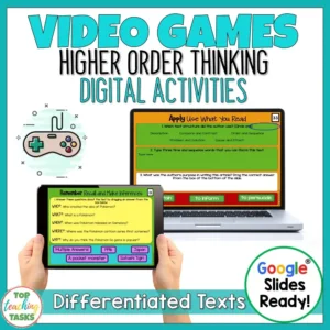 Video Games Digital Reading Comprehension Activity