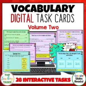 Vocabulary Digital Task Cards - Proverbs, Adages, Synonyms, Antonyms and Homophones