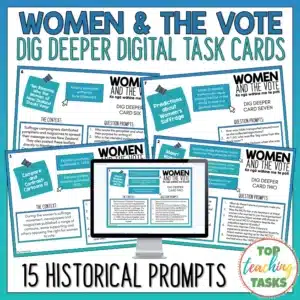 Women and the Vote Historical Prompt Digital Task Cards