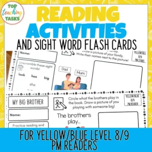 Yellow/Blue Level 8/9 PM Readers Follow Up Activities