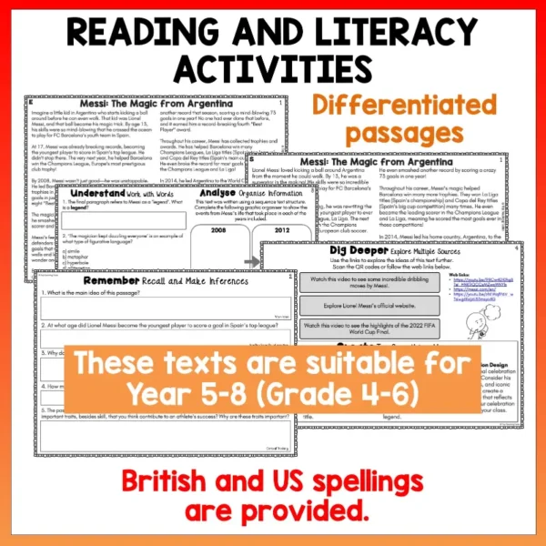 Lionel Messi Reading and Literacy Activities b Lionel Messi Reading and Literacy Activities b